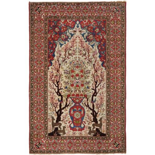 Woven wool antique Isfahani carpet