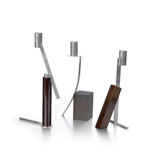 Silver and brass 'Mode Candleholders' by Rebecca de Quin