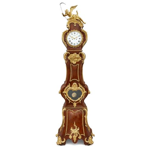 Louis XV style ormolu mounted long case clock by Lenoir