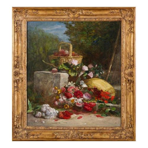 'Apples and Poppies', still life painting by Eugène Boudin