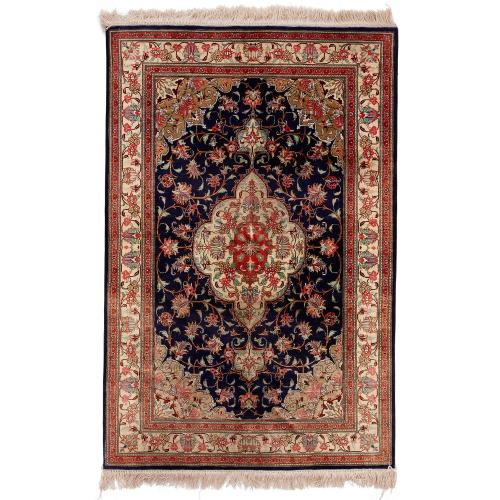 Persian silk floral Qum carpet 