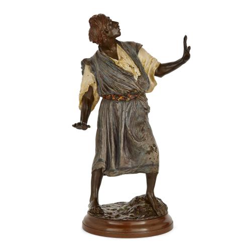 Large Viennese cold-painted bronze figure of an Arab by Bergman